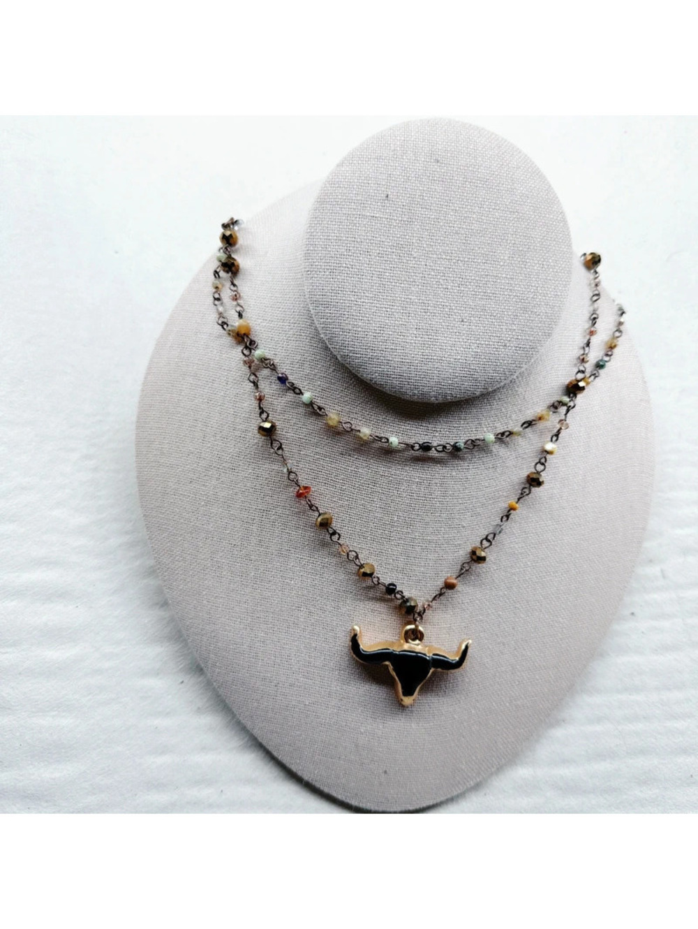 5466gc. Steer Head Southwest Necklace